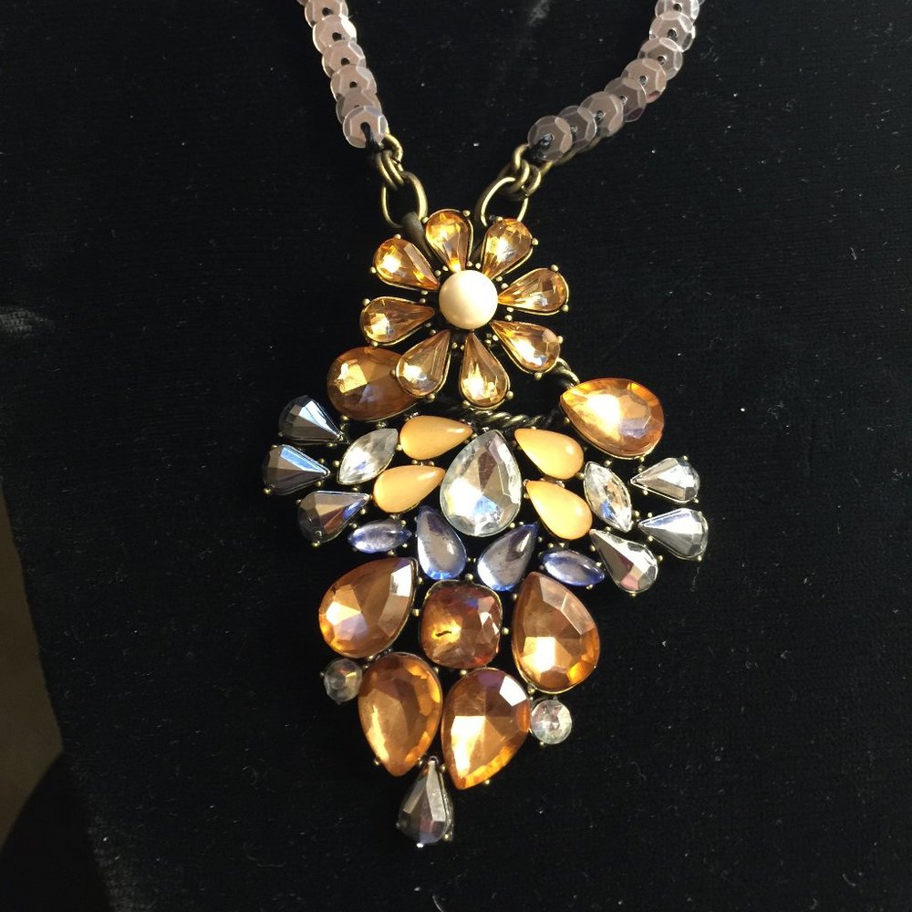 Huge Colored Rhinestone Necklace, Matching Earring